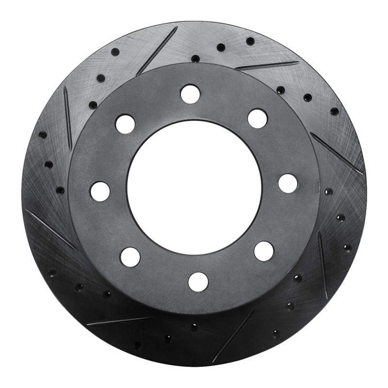 Chevrolet Silverado 1500 Brake Rotor (1) - Rear Left - R1 Concepts - Drilled & Slotted - Black - `03-`05